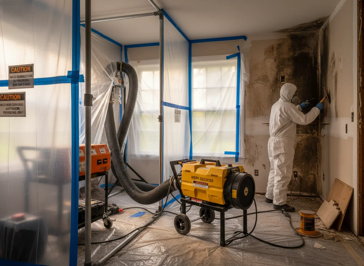 Professional-grade mold remediation HEPA equipment in a Georgia home