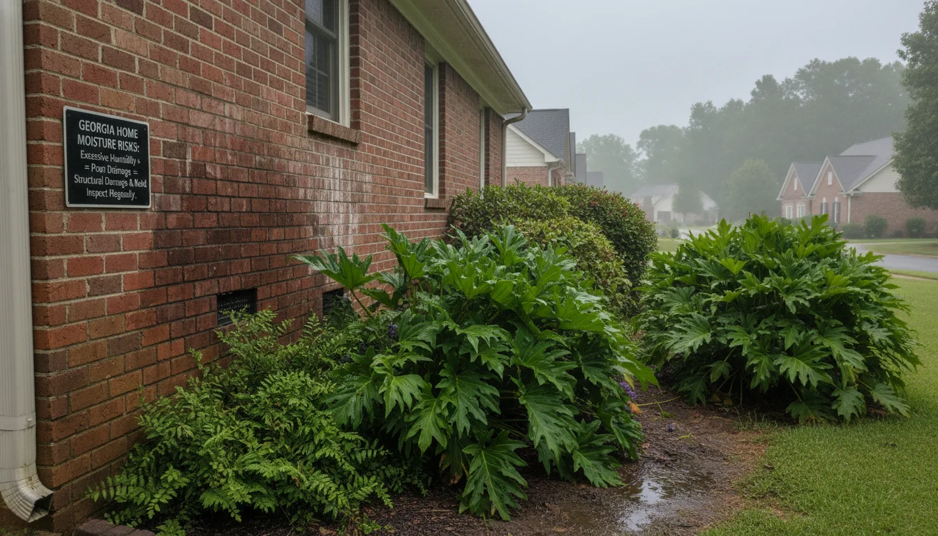 Georgia home on a humid day showing condensation on exterior walls