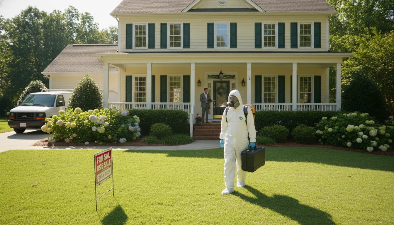 Georgia home for sale with professional mold inspector arriving
