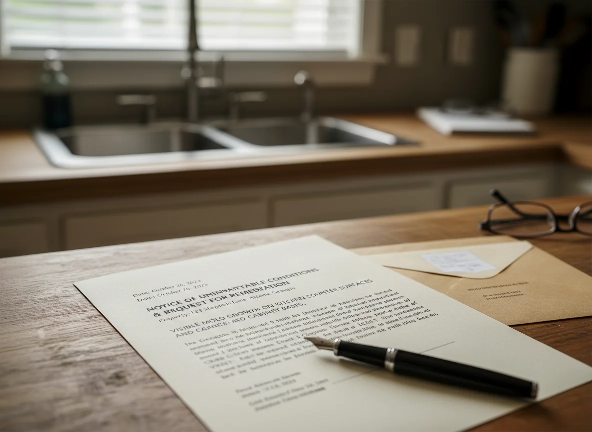 Formal mold notification letter for Georgia rental property tenants
