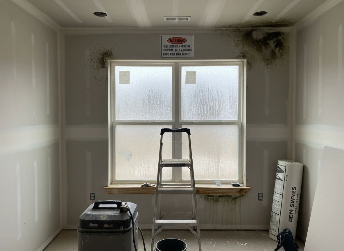 Moisture buildup on drywall in new construction home in Braselton, GA