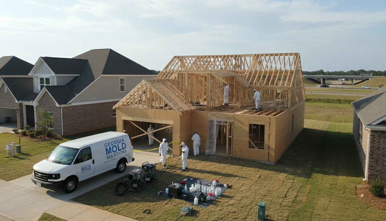 Mold remediation professionals working at a home in Braselton, GA