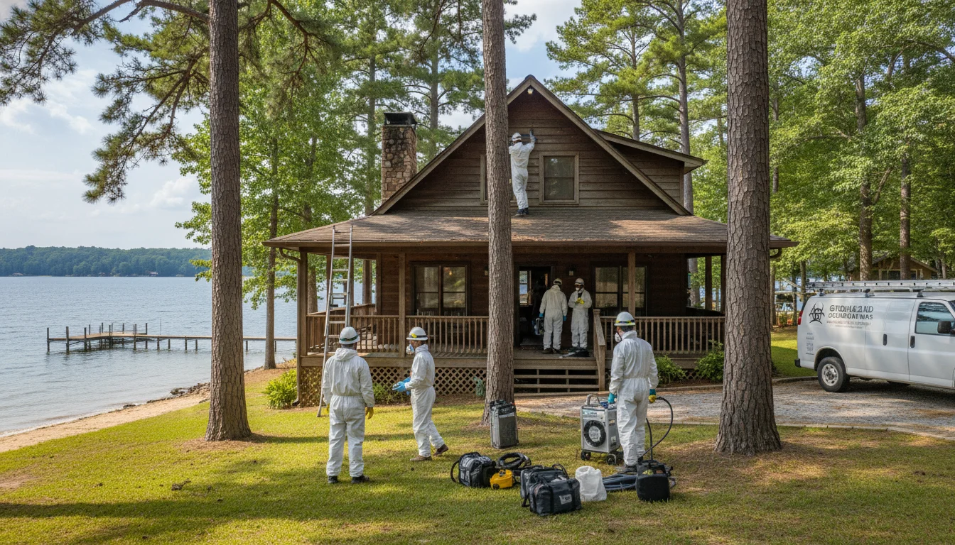 Mold remediation crew at a lake vacation rental in Chestnut Mountain, GA