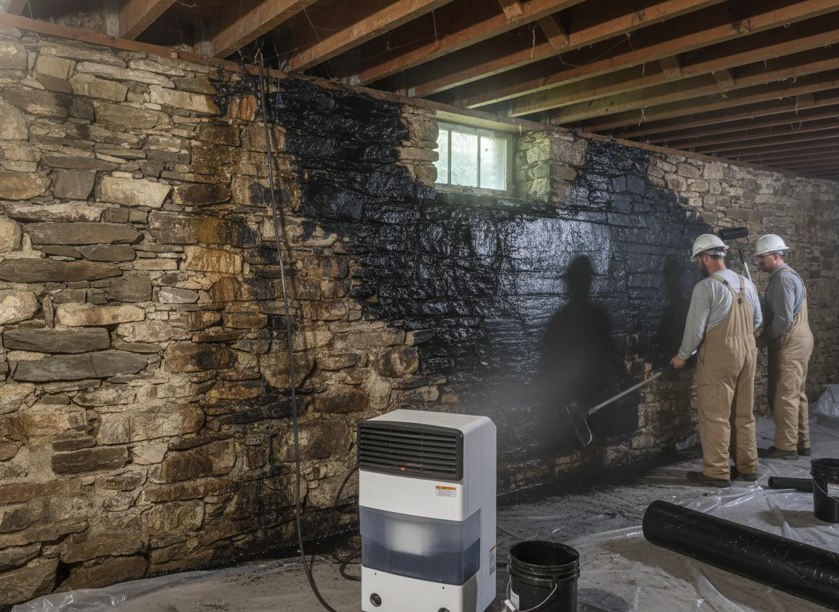 Damp basement foundation in rural Clermont, GA farmhouse