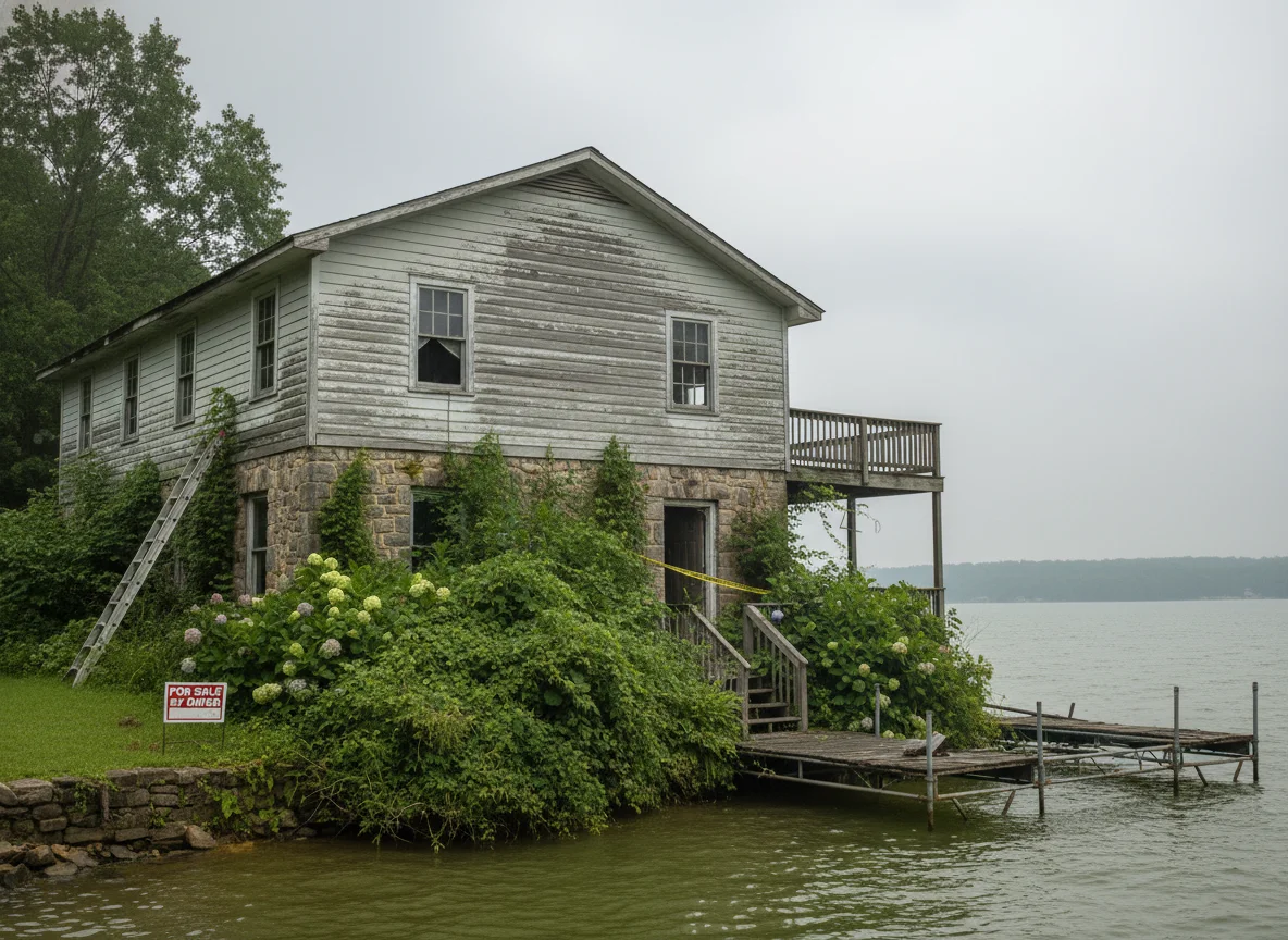 Waterfront property near Lake Lanier showing moisture damage risks in Flowery Branch, GA