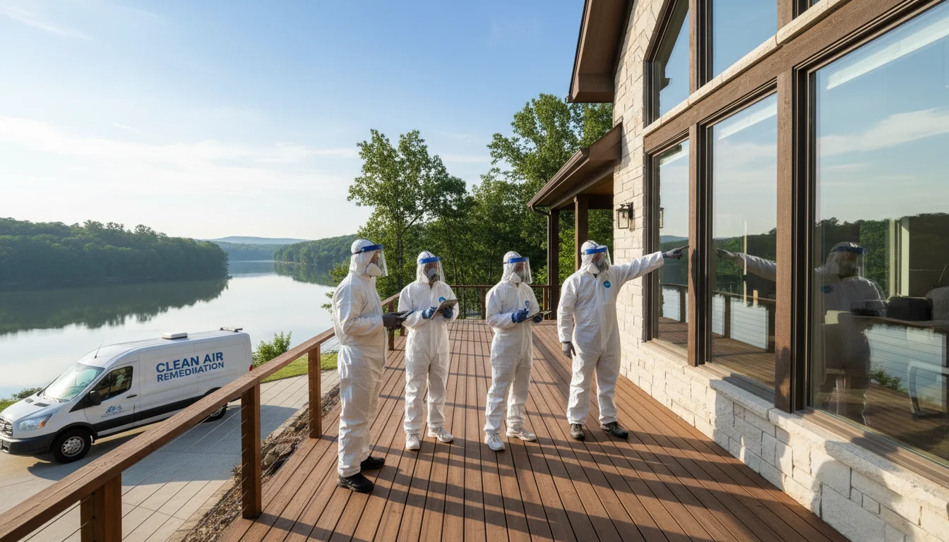 Professional mold remediation crew inspecting a home in Flowery Branch, GA