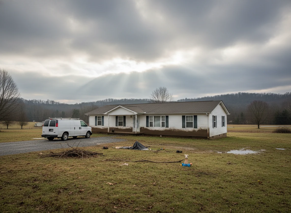 Mold Remediation Hotline van responding to emergency water damage company 37043 Clarksville TN call at a Tennessee Valley home after recent flooding