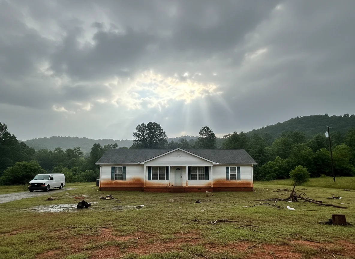 Mold Remediation Hotline van responding to emergency water damage company 27520 Clayton NC call at a North Carolina Piedmont home after recent flooding