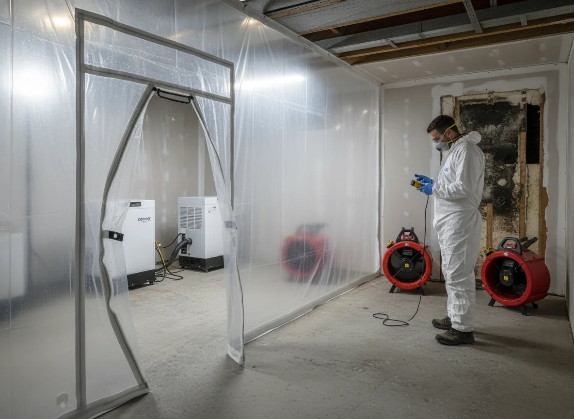 Basement mold remediation in Gainesville GA — HEPA containment and antimicrobial treatment in a 30501 home