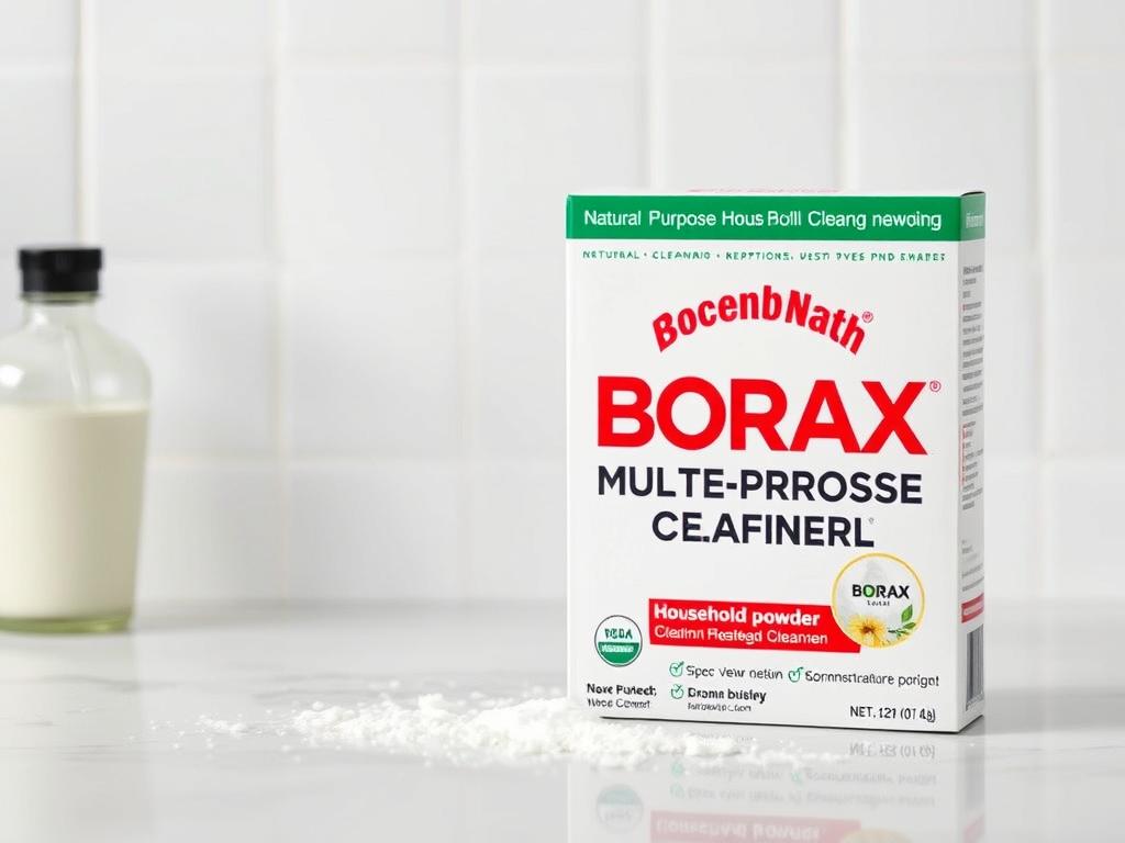 Borax Multi-Purpose Household Cleaner box with natural cleaning demonstration Borax Multi-Purpose Household Cleaner box with natural cleaning demonstration