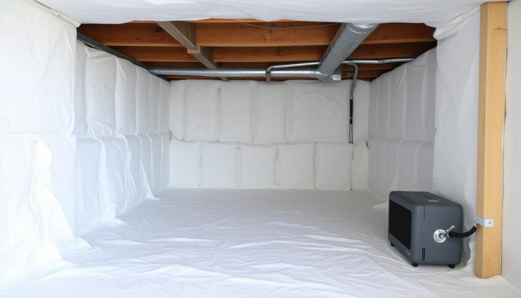 Completed crawl space mold encapsulation project Completed crawl space mold encapsulation project