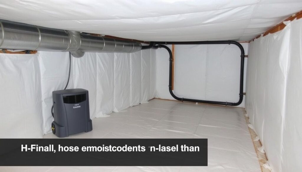 Crawl space mold encapsulation dehumidification system Crawl space mold encapsulation dehumidification system
