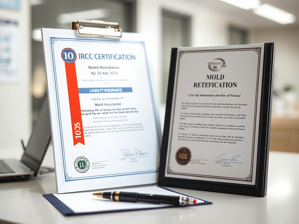 IICRC certification badge and insurance certificate for mold remediation IICRC certification badge and insurance certificate for mold remediation