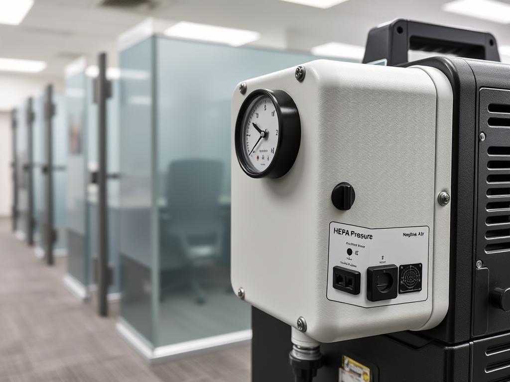 Negative air pressure containment system for office mold remediation Negative air pressure containment system for office mold remediation