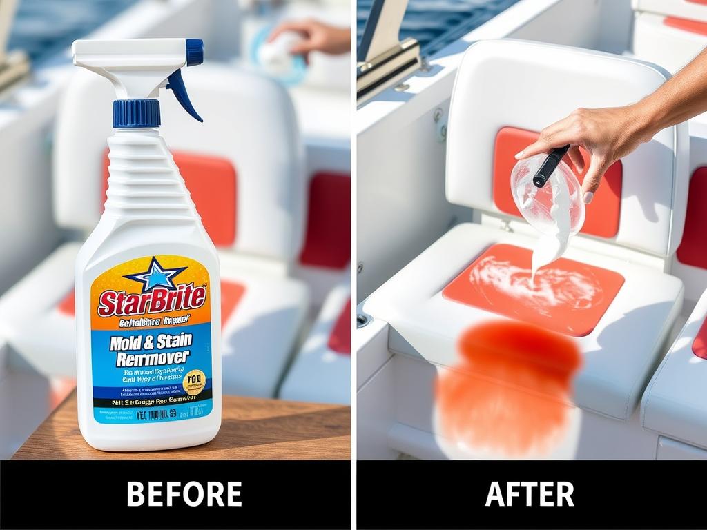 Star Brite Mold & Mildew Stain Remover bottle with marine application Star Brite Mold & Mildew Stain Remover bottle with marine application