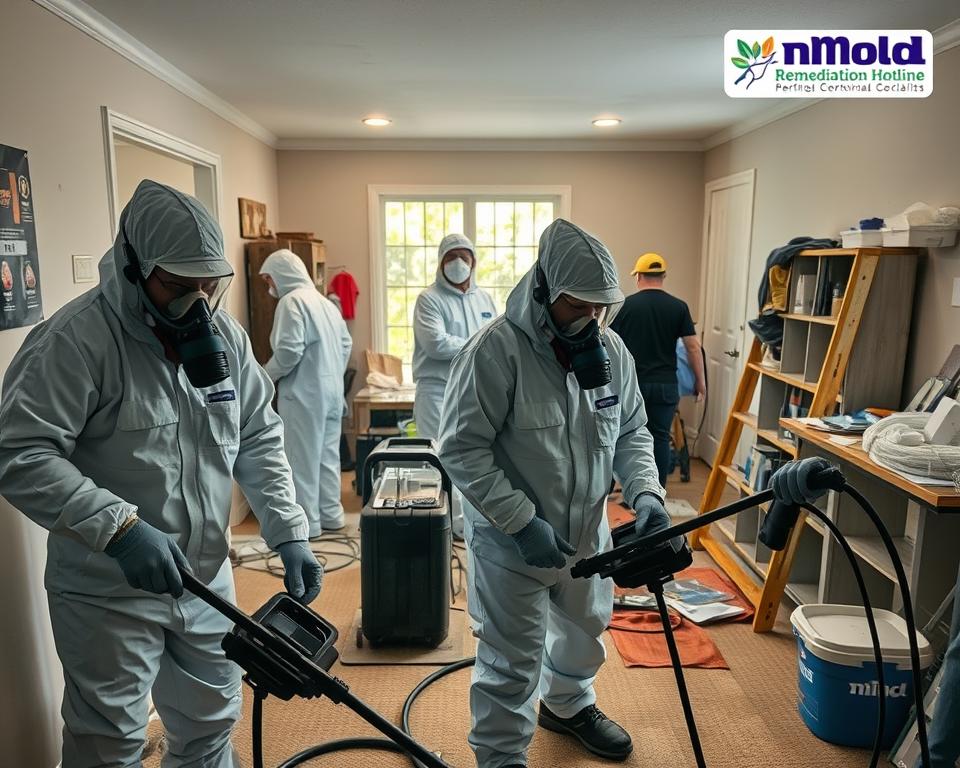 Certified mold remediation team in action.
