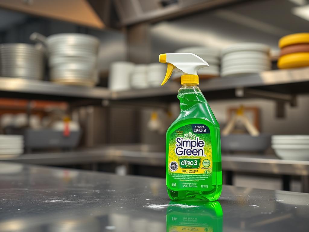 Simple Green d Pro 3 Plus disinfectant spray bottle being used on moldy surface in commercial setting Simple Green d Pro 3 Plus disinfectant spray bottle being used on moldy surface in commercial setting