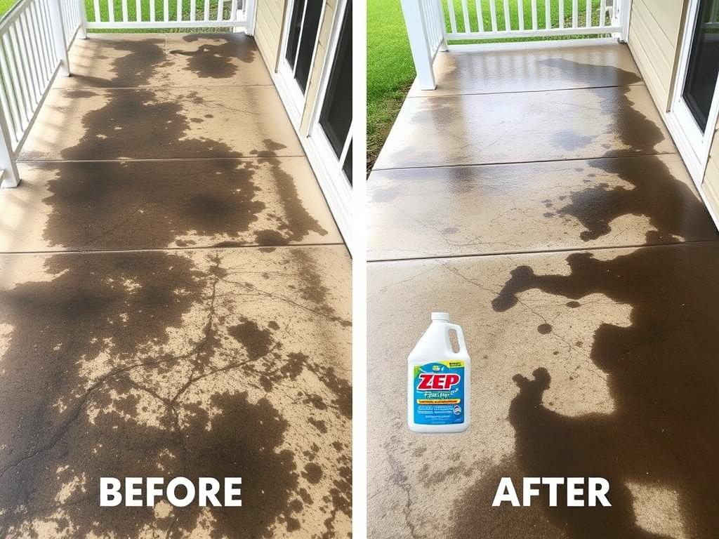 ZEP Mold Stain and Mildew Stain Remover instantly removing dark mold stains from outdoor surfaces ZEP Mold Stain and Mildew Stain Remover instantly removing dark mold stains from outdoor surfaces