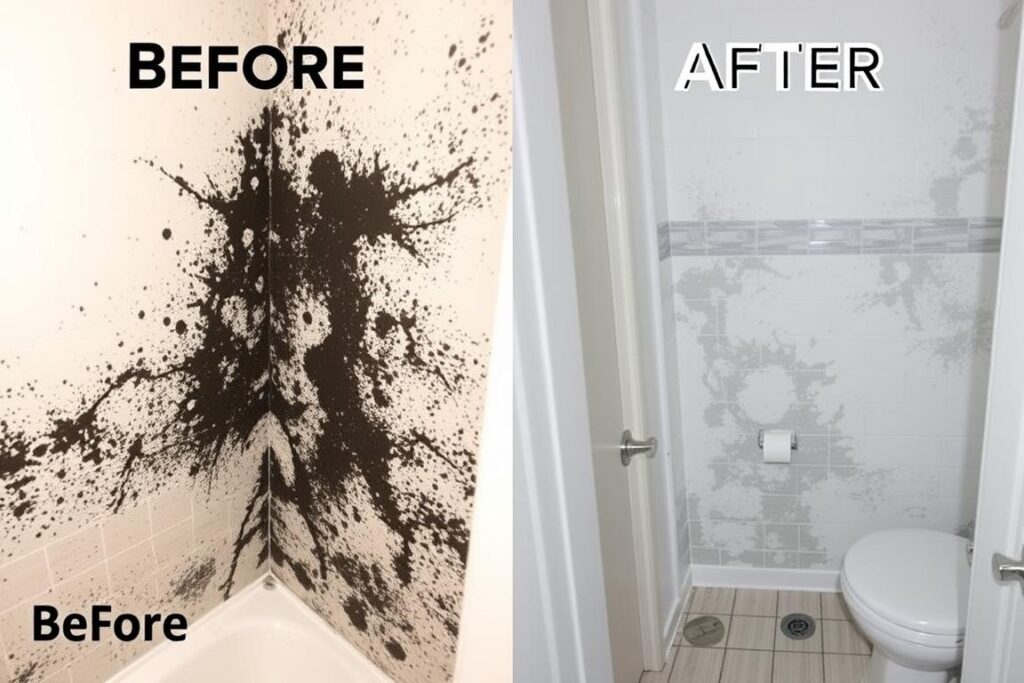 Before and after images of mold remediation following a free mold evaluation Before and after images of mold remediation following a free mold evaluation