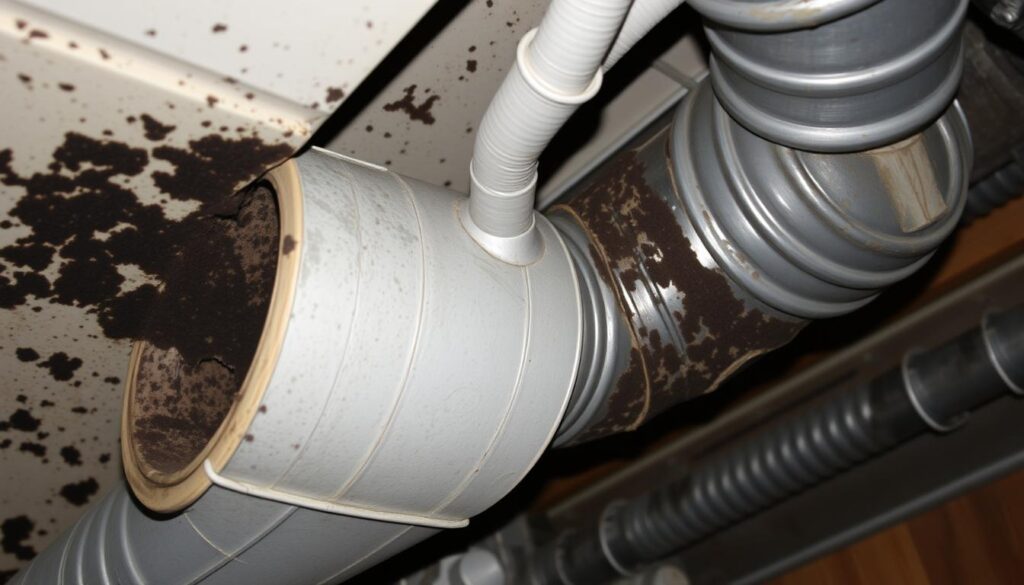 HVAC system with visible mold growth affecting hvac mold remediation cost