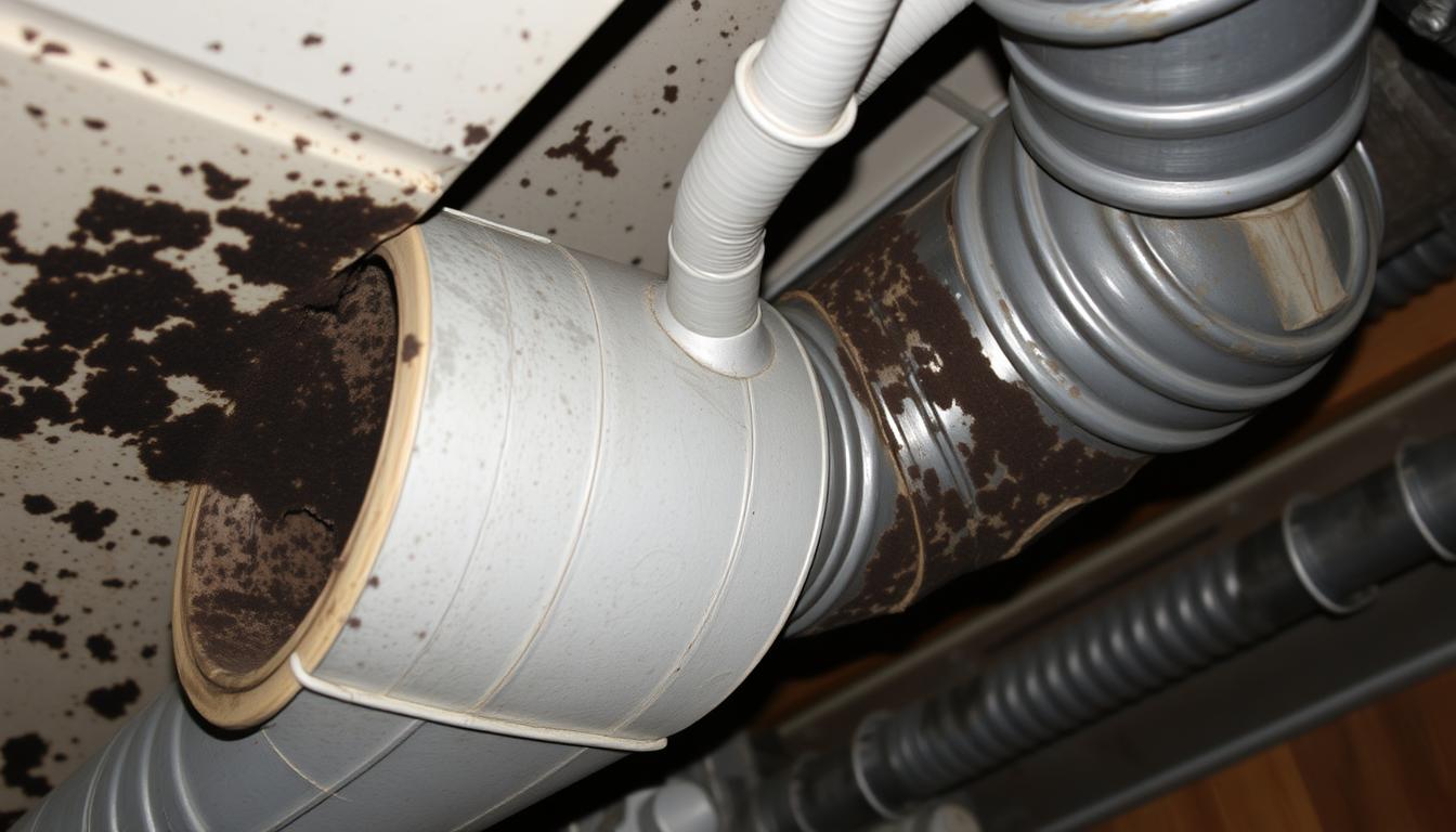 HVAC system with visible mold growth affecting hvac mold remediation cost