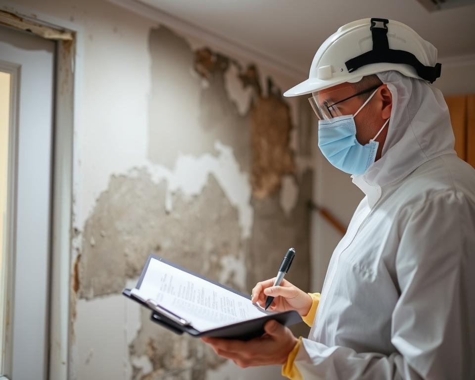 IRS mold remediation professional examining property damage