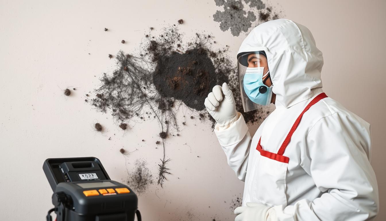 IRS mold remediation professional inspecting visible mold growth