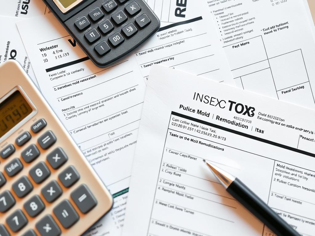 IRS mold remediation tax document with calculator