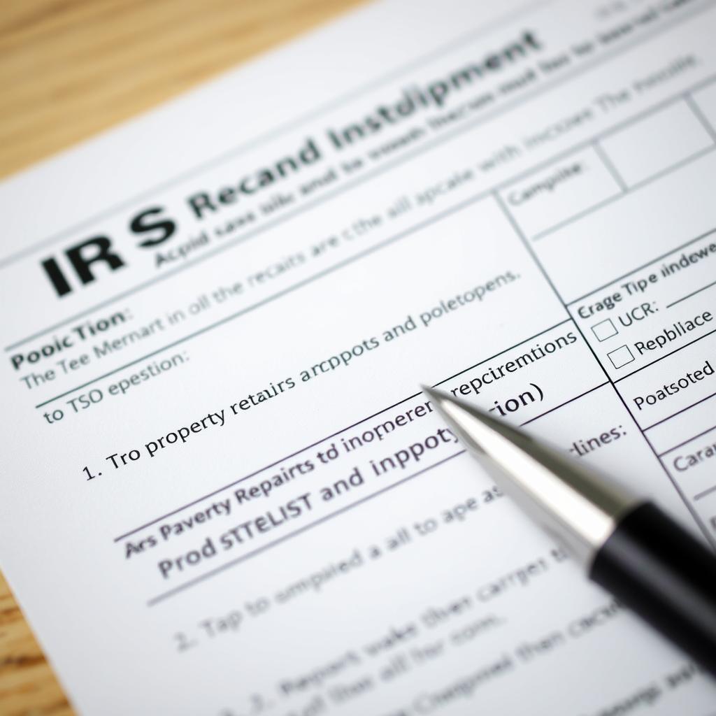 IRS mold remediation tax form close-up