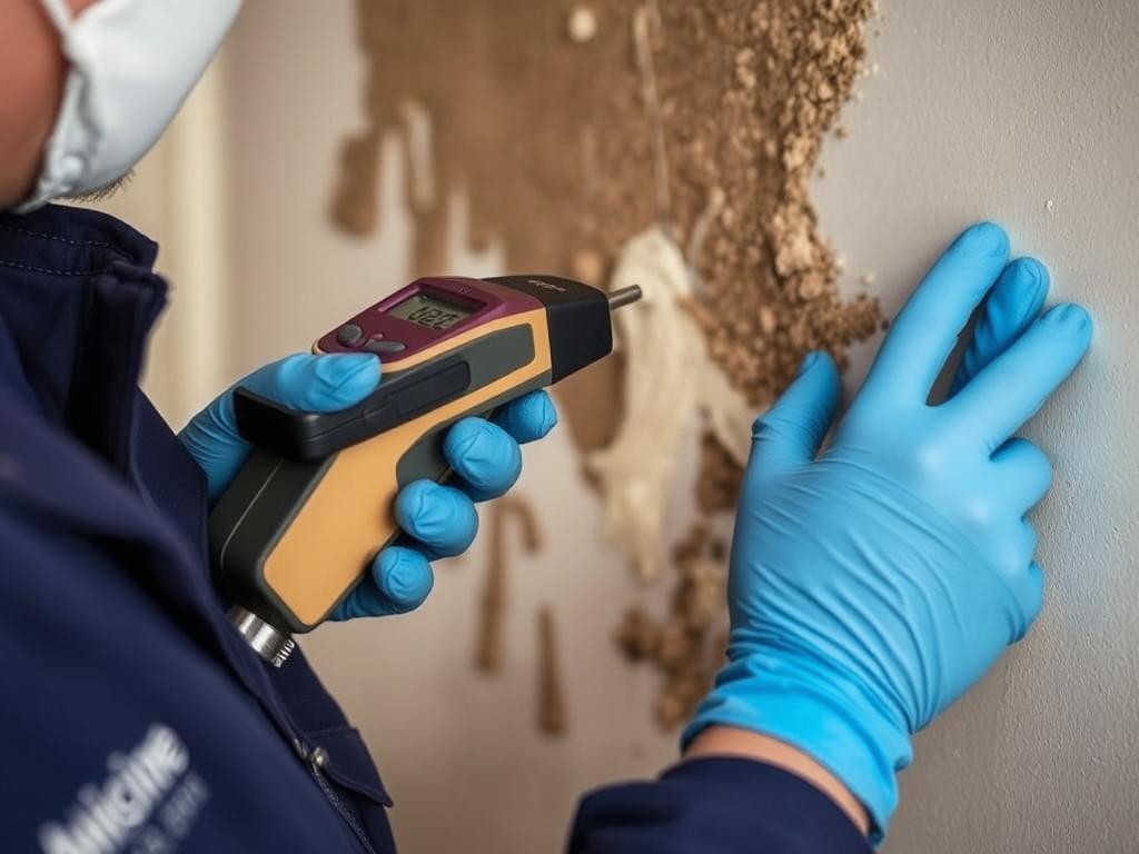 Mold inspector using specialized equipment during a free mold evaluation Mold inspector using specialized equipment during a free mold evaluation