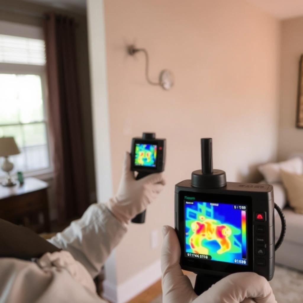 Mold inspector using thermal imaging camera during free mold testing Mold inspector using thermal imaging camera during free mold testing