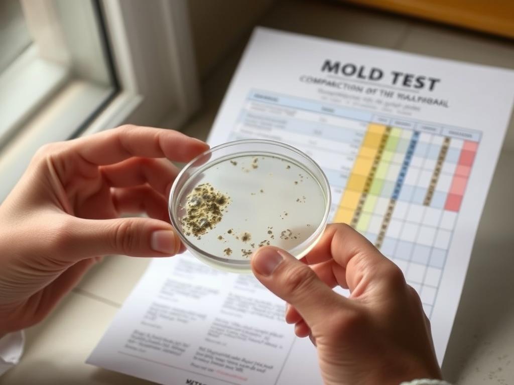 Person examining mold test results from a DIY kit Person examining mold test results from a DIY kit