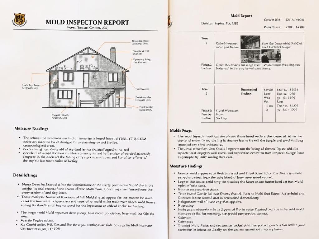 Sample mold evaluation report showing findings from a free inspection Sample mold evaluation report showing findings from a free inspection