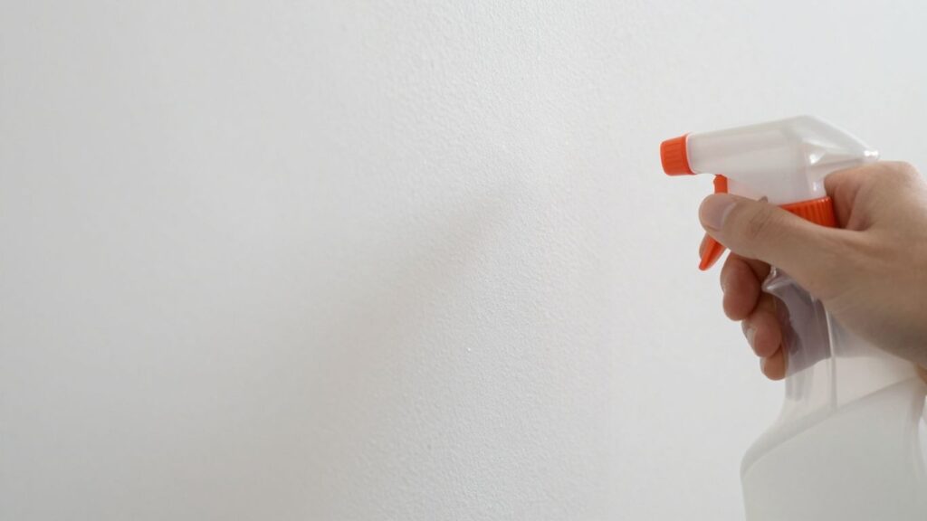 Clean wall after mold removal with natural spray.
