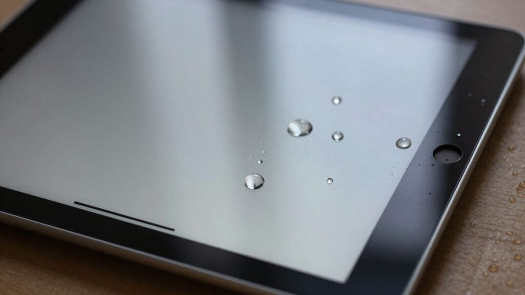 iPad with water damage on screen