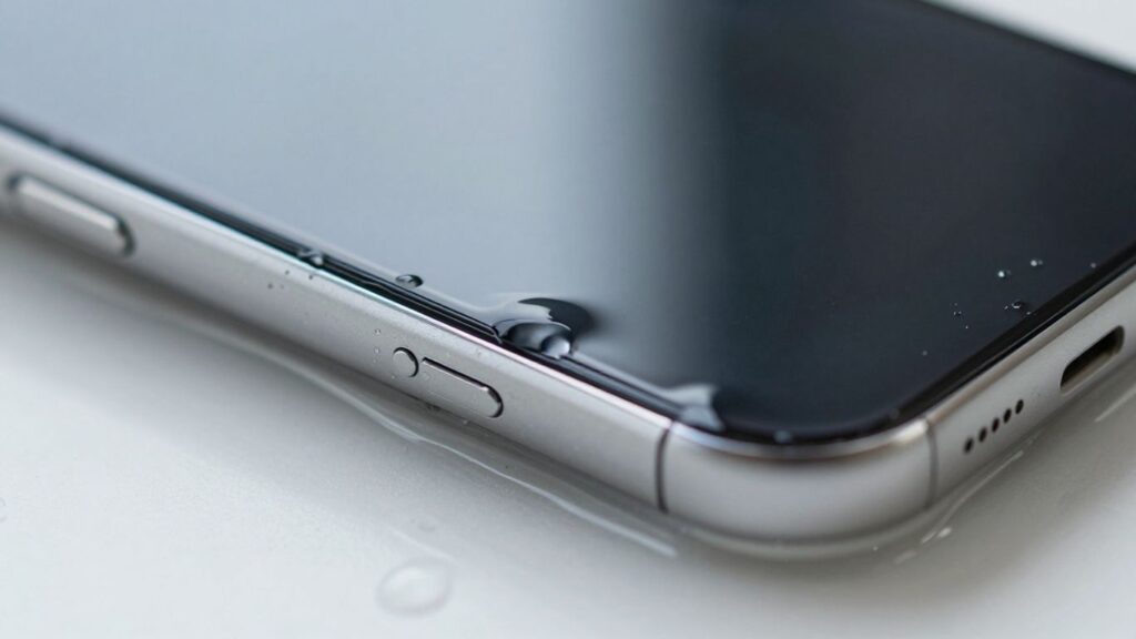 Water damaged smartphone close-up