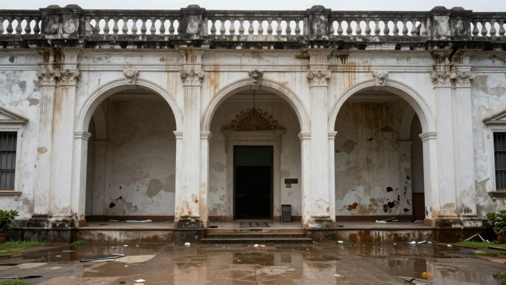 Water damage inside the historic Warner Museum.