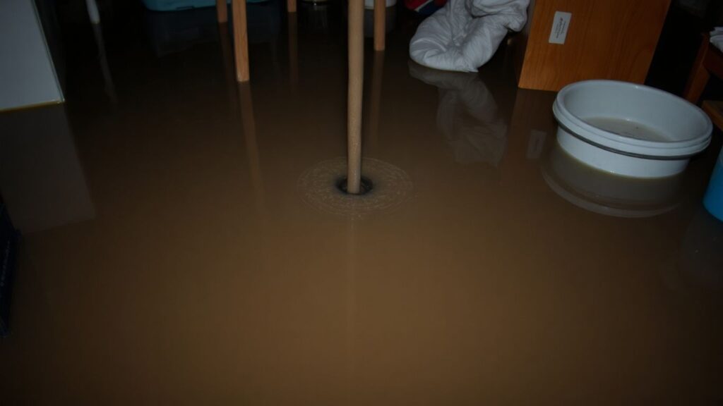 Flooded basement with sewage backup