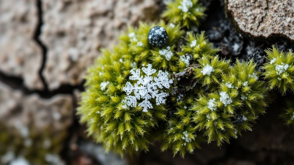 Mold on a wall with a snowflake.