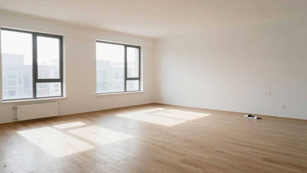 Newly constructed room after a professional cleanup.